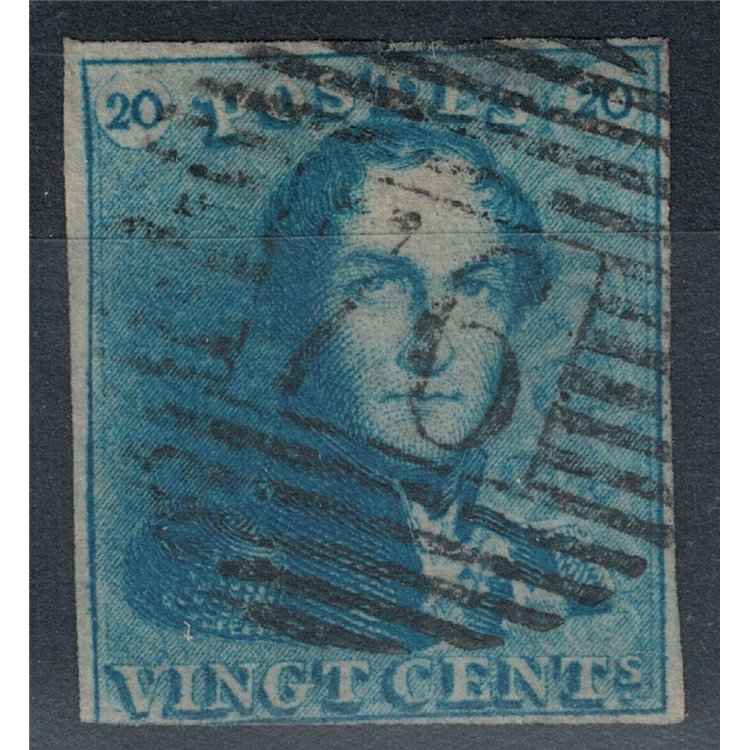 BELGIUM 1849 King Leopold I 20c blue us