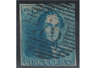 BELGIUM 1849 King Leopold I 20c blue us