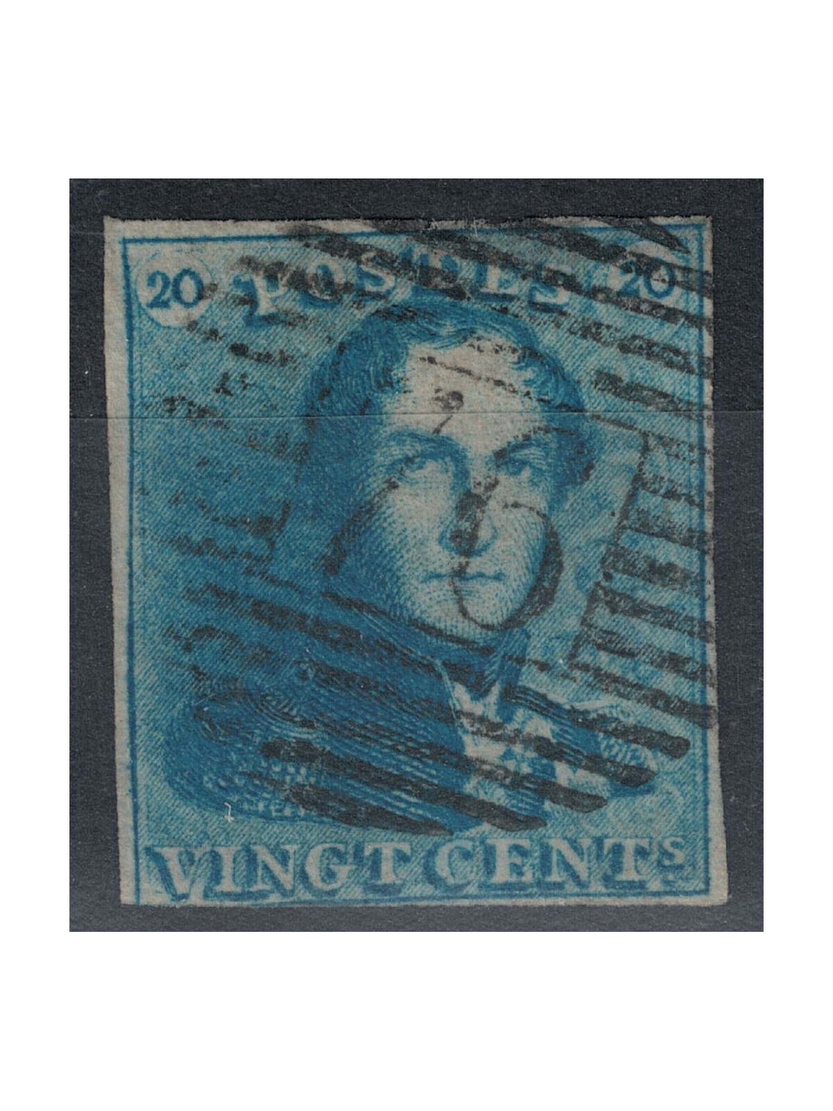 BELGIUM 1849 King Leopold I 20c blue us