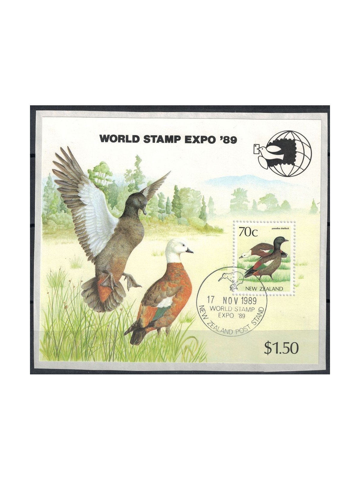 NEW ZEALAND 1989 Washington Post Stamp Exhibition 1 s/s us