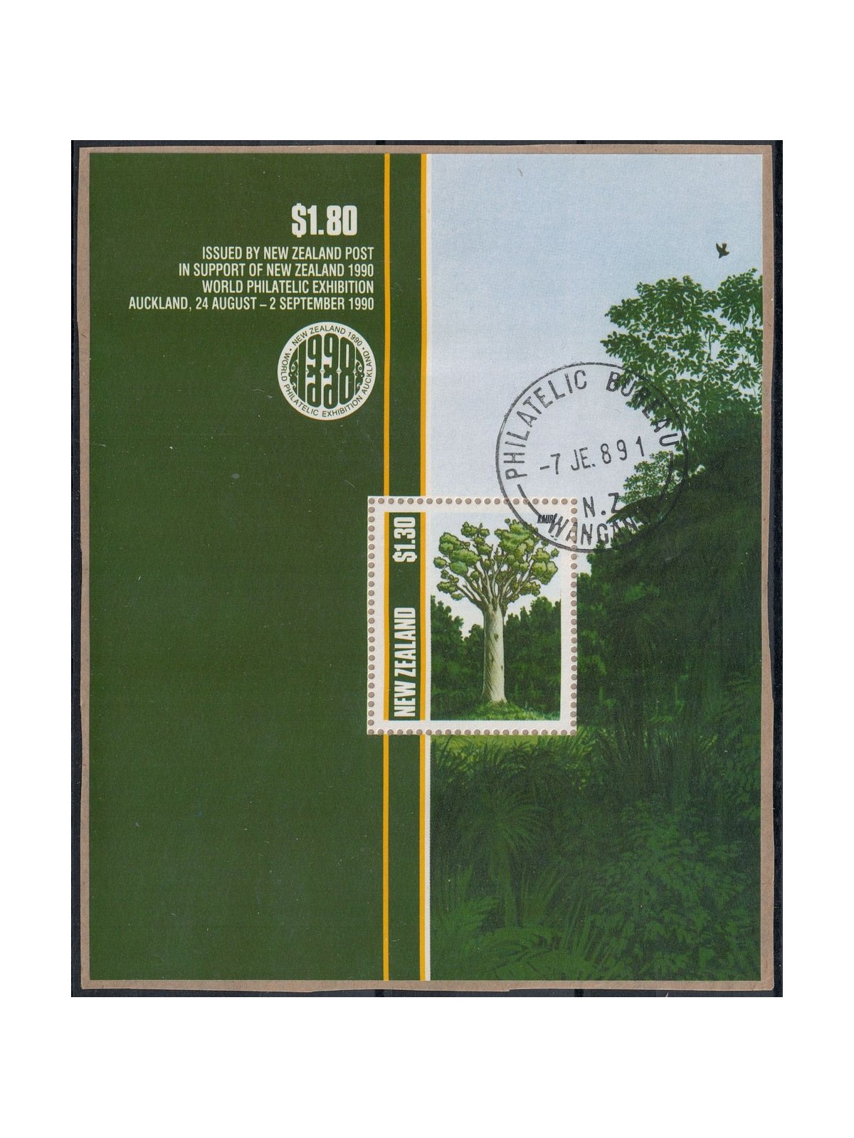 NUOVA ZELANDA 1990 Esposizione filatelica Auckland 1 BF us