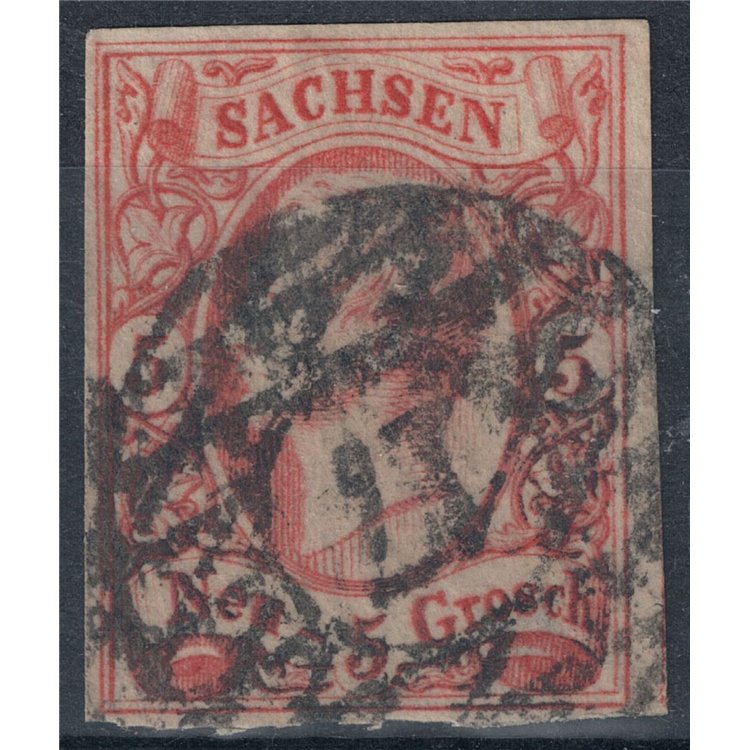 GERMANIA SASSONIA 1856 Effigie di Giovanni I, 5 n rosso us