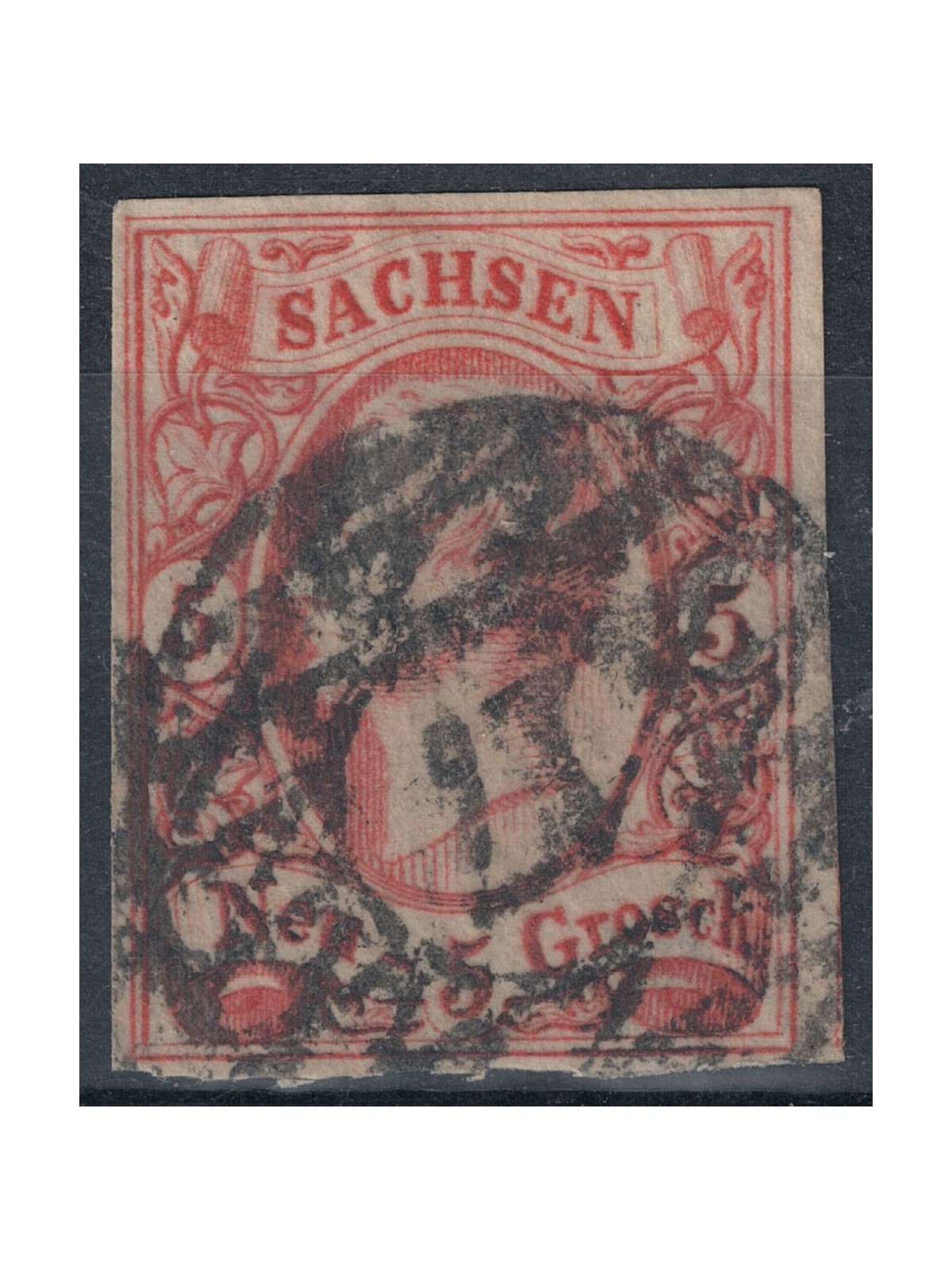 GERMANY SAXONY 1856 Effigy of John I, 5 n red us