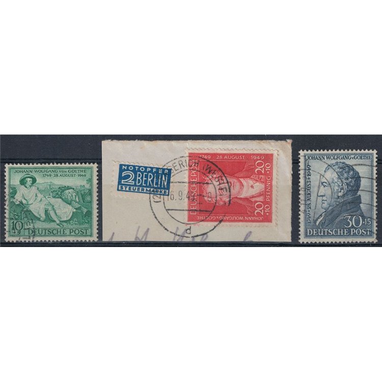 GERMANY TWO-ZONE 1949 Goethe Bicentenary 3v us (2)