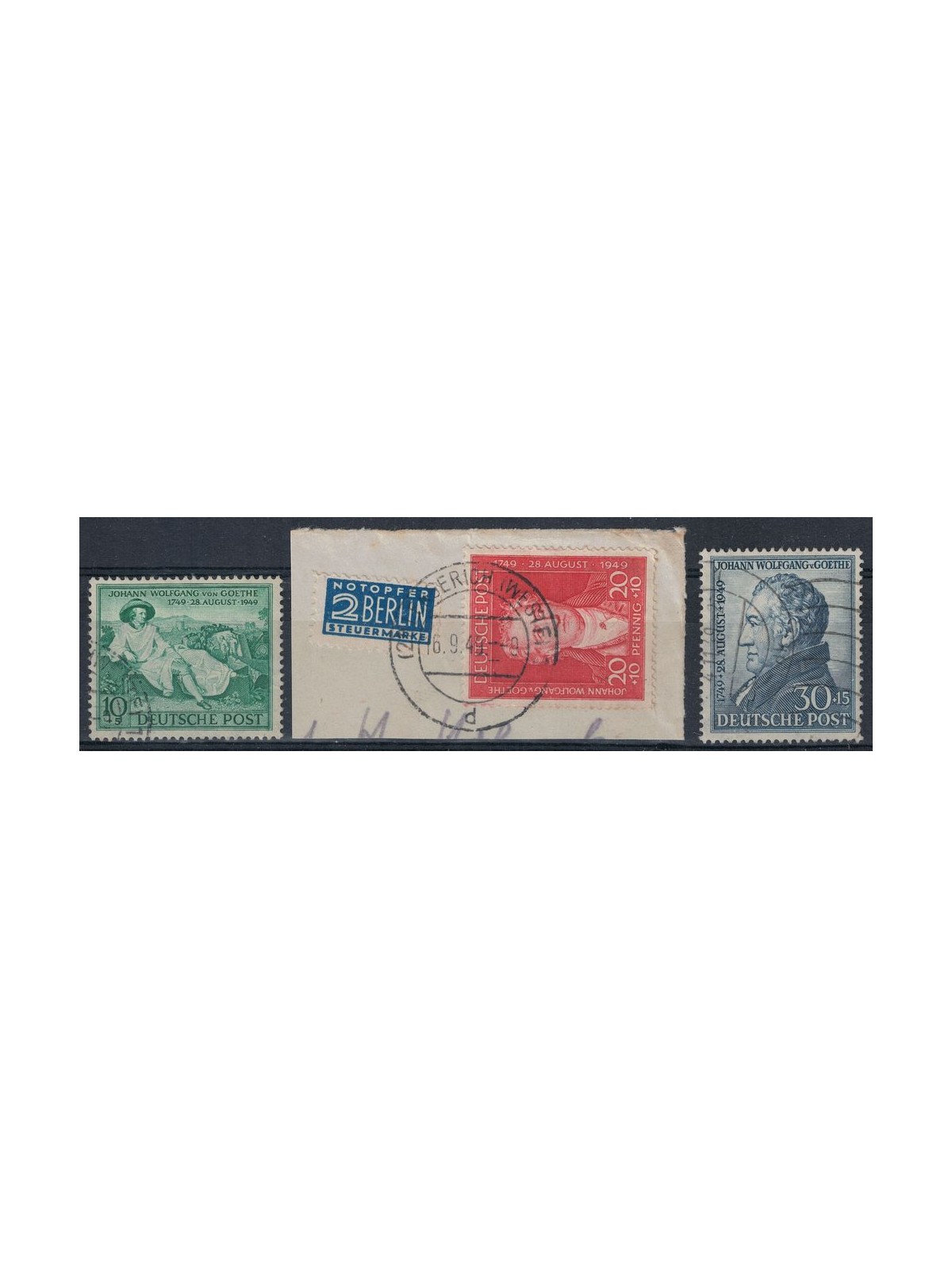 GERMANIA BIZONA 1949 Bicentenario Goethe 3v us (2)