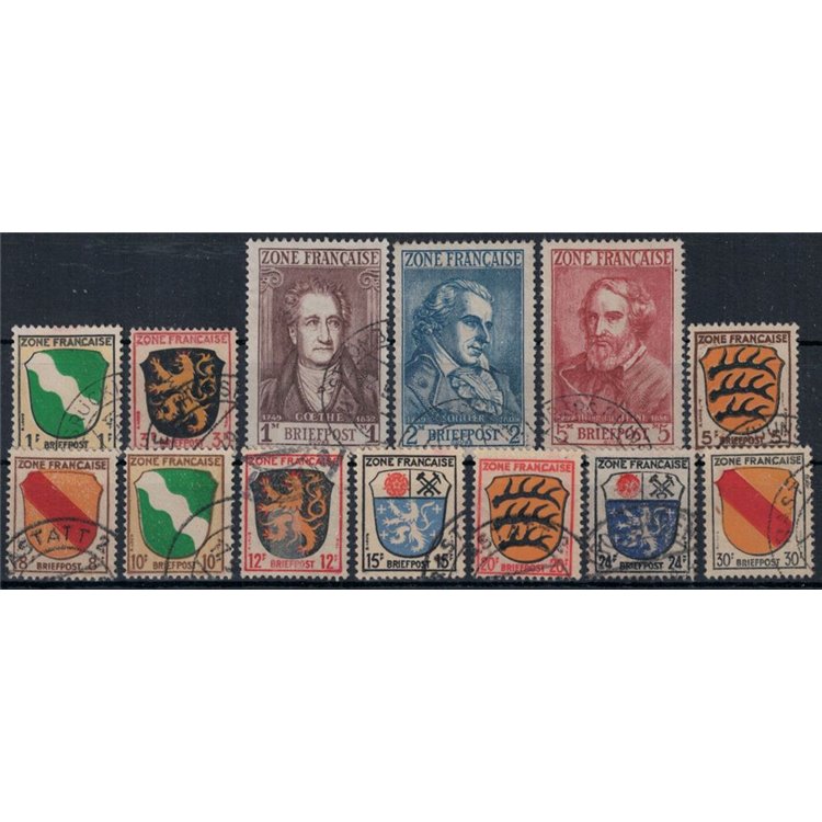 GERMANY (FRENCH WEST) 1945 Coats of Arms and Effigies 13v us