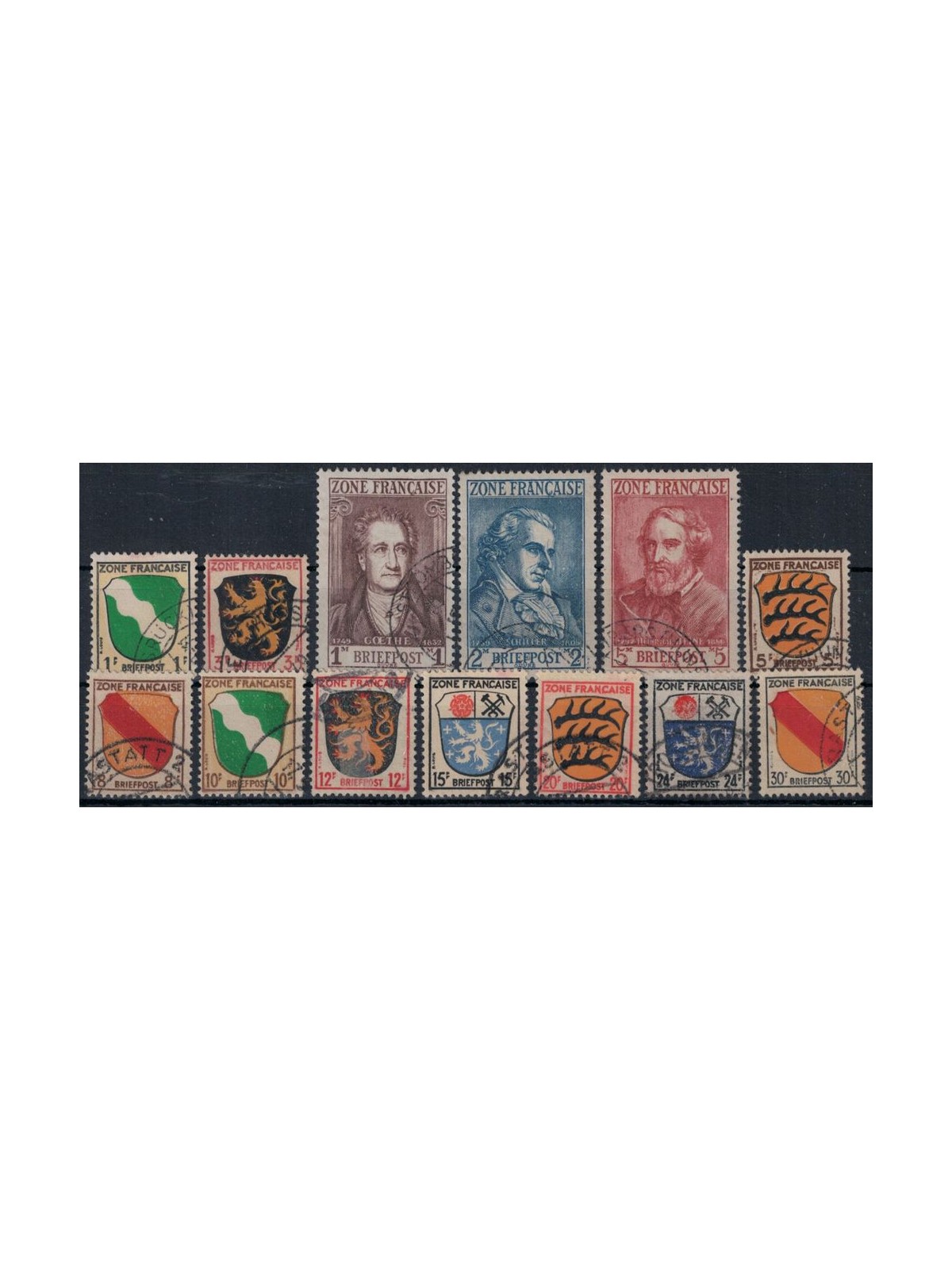 GERMANY (FRENCH WEST) 1945 Coats of Arms and Effigies 13v us
