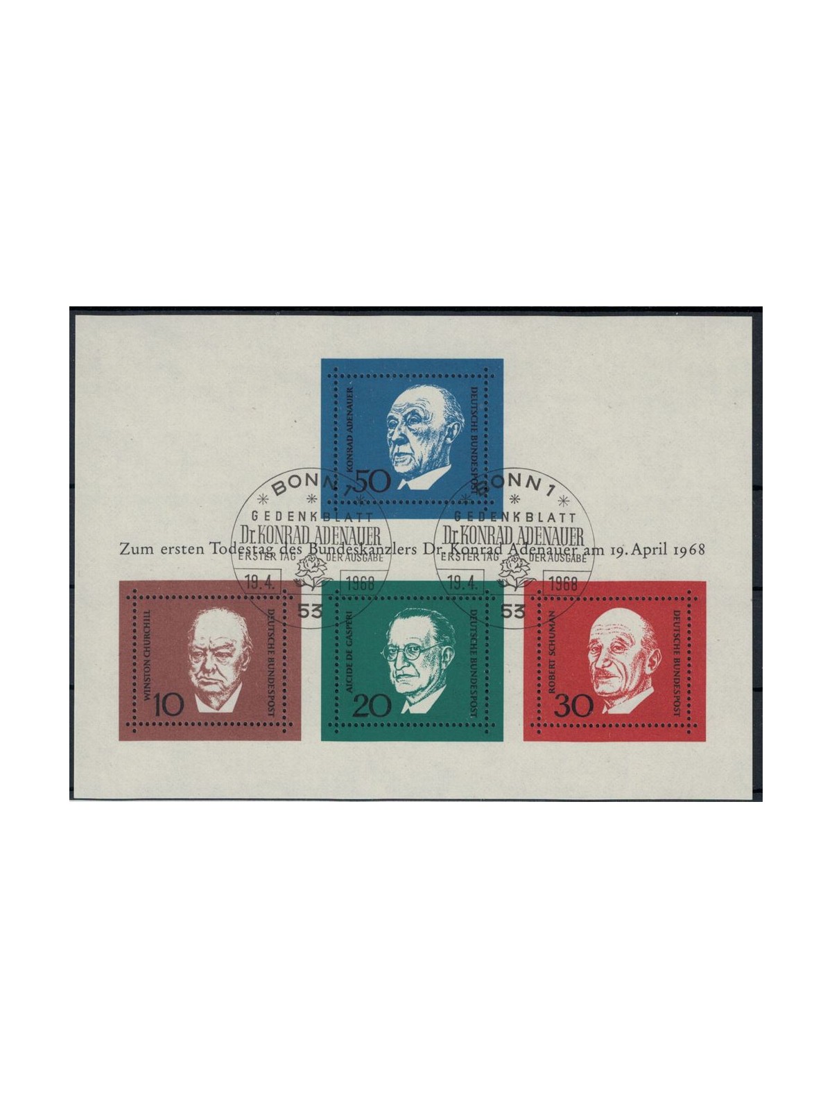 GERMANY BRD 1968 Konrad Adenauer s/s us
