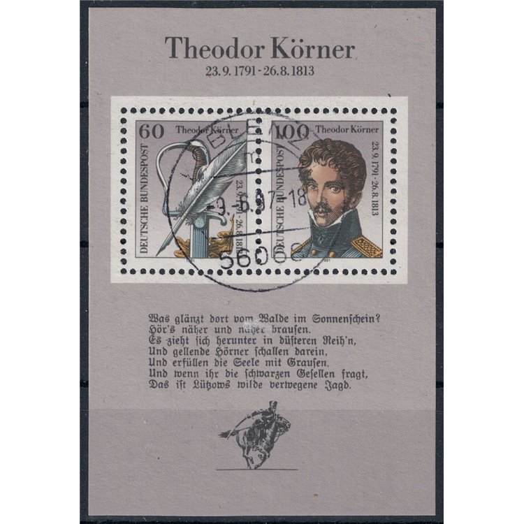 GERMANY BRD 1991 Theodor Körner s/s us