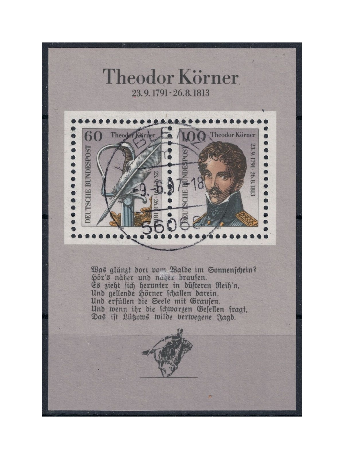 GERMANY BRD 1991 Theodor Körner s/s us