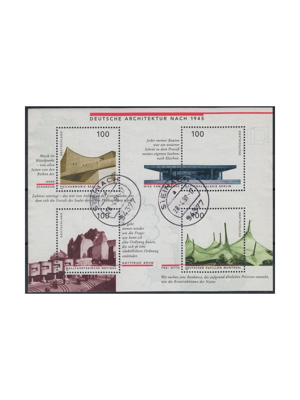 GERMANIA BRD 1997 Architettura tedesca BF us