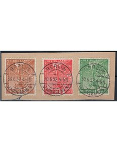 BERLIN 1952 Helsinki Olympics 3v used on fragment