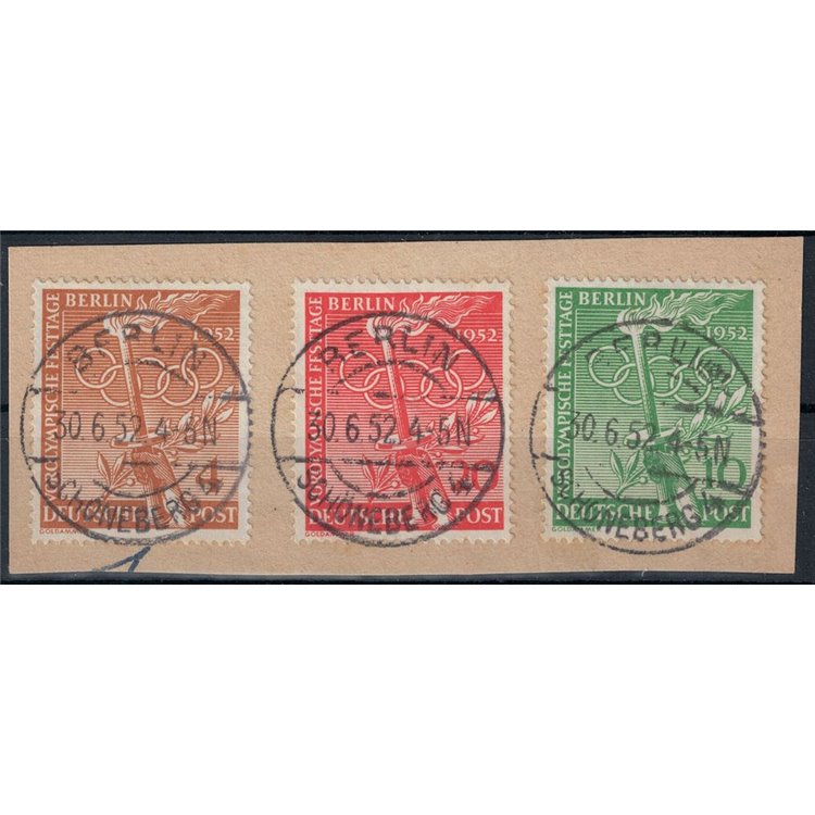 BERLIN 1952 Helsinki Olympics 3v used on fragment
