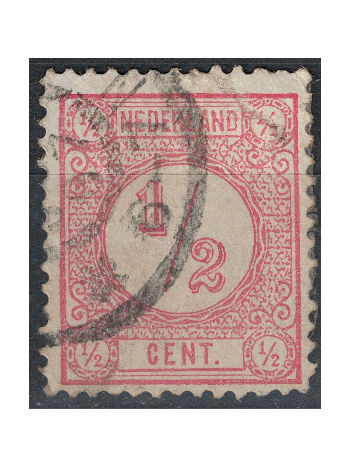 OLANDA 1876-94 Cifre in cerchio su fondo bianco ½ rosa us