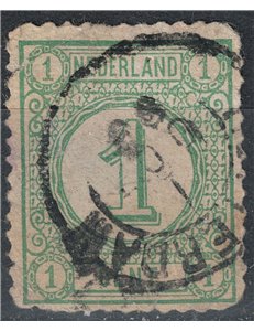 NETHERLANDS 1876-94 Numbers in circle on white background 1c green blue us
