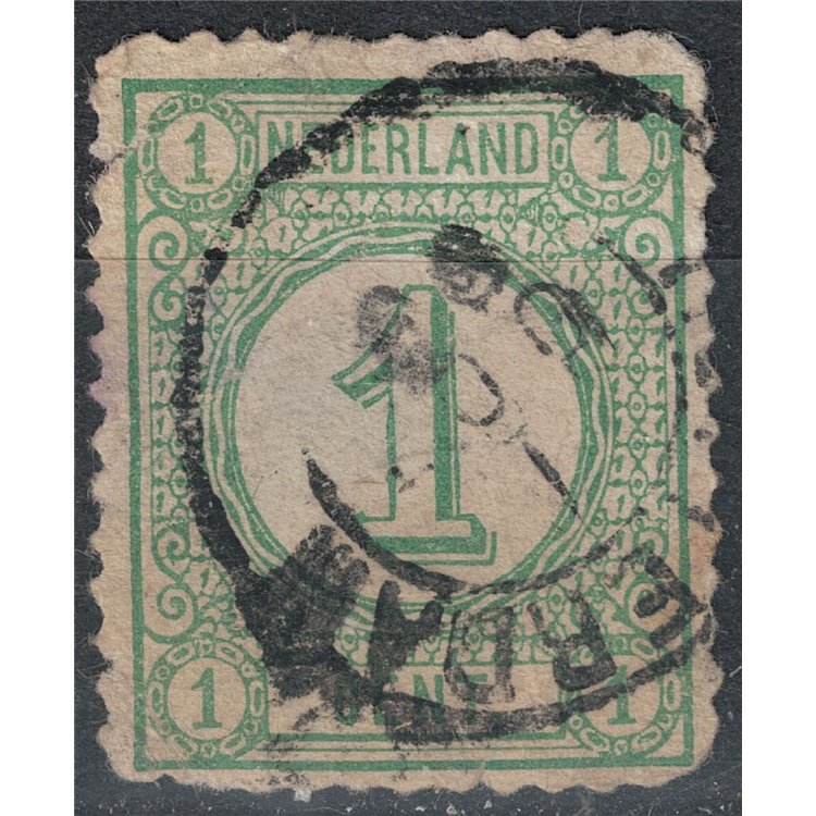 NETHERLANDS 1876-94 Numbers in circle on white background 1c green blue us