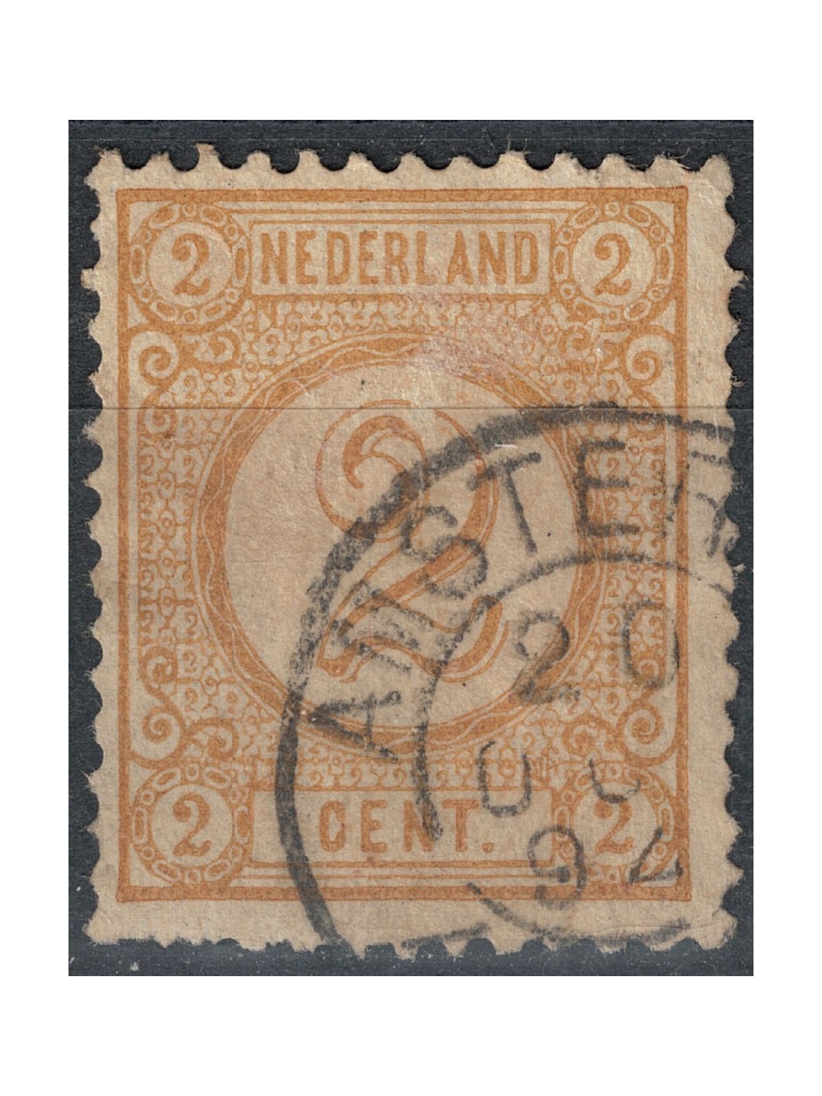 NETHERLANDS 1876-94 Figures in circle on white background 2c olive yellow us