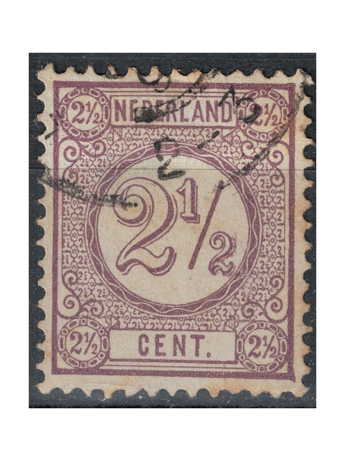 NETHERLANDS 1876-94 Numbers in circle on white background 2½ violet us