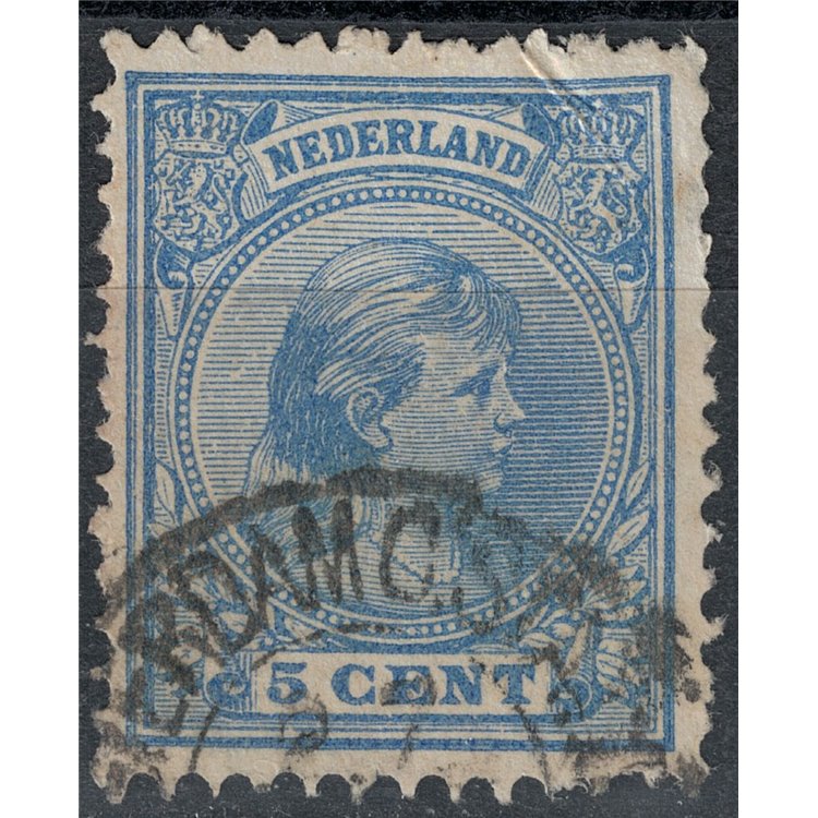 NETHERLANDS 1891-97 Effigy of Queen Wilhelmina 5c blue us
