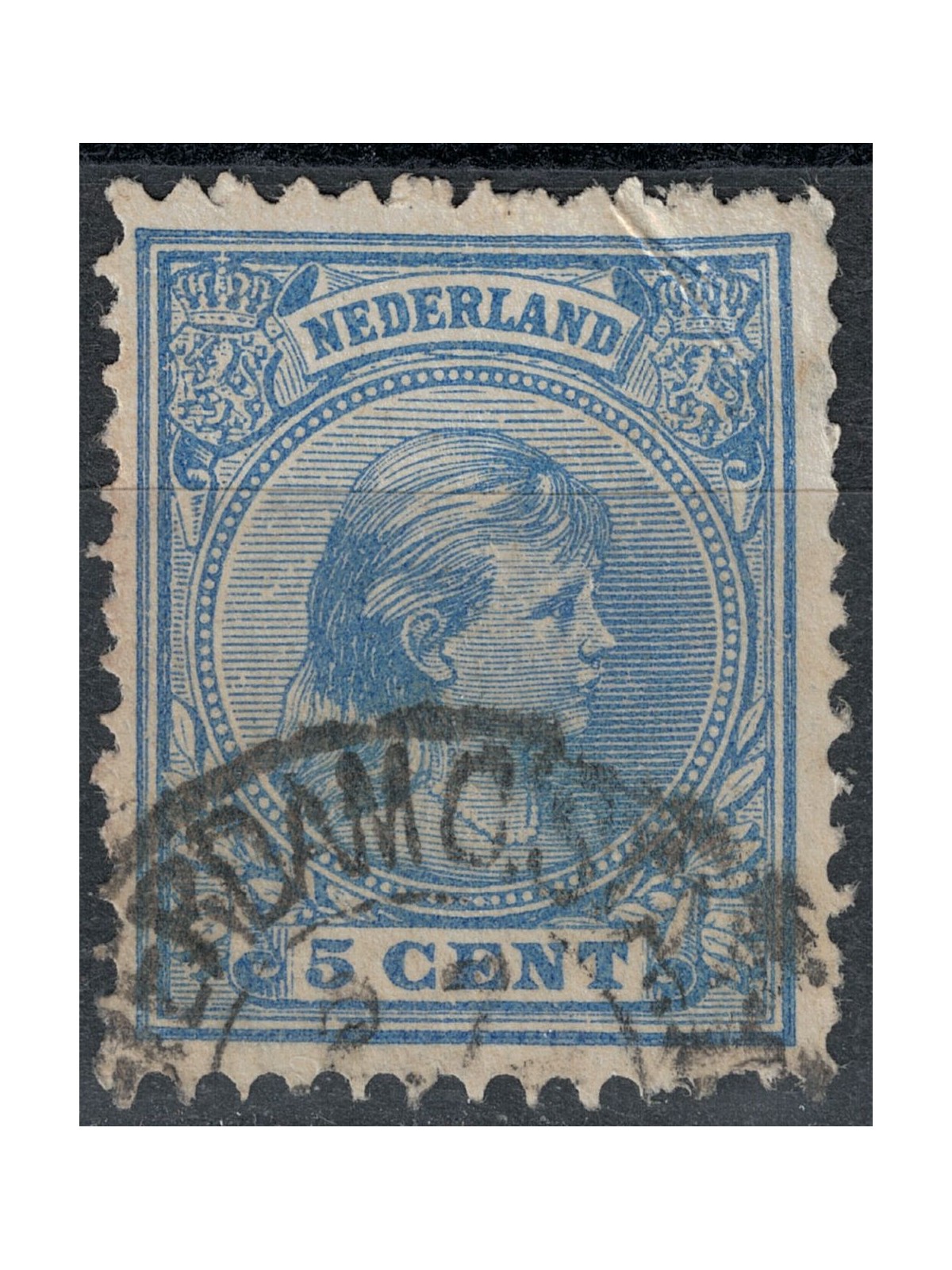 NETHERLANDS 1891-97 Effigy of Queen Wilhelmina 5c blue us