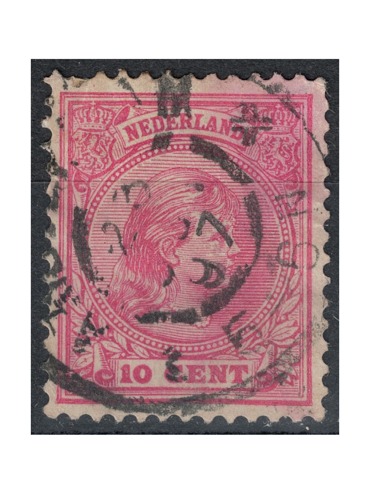NETHERLANDS 1891-97 Effigy of Queen Wilhelmina 10c pink aniline us