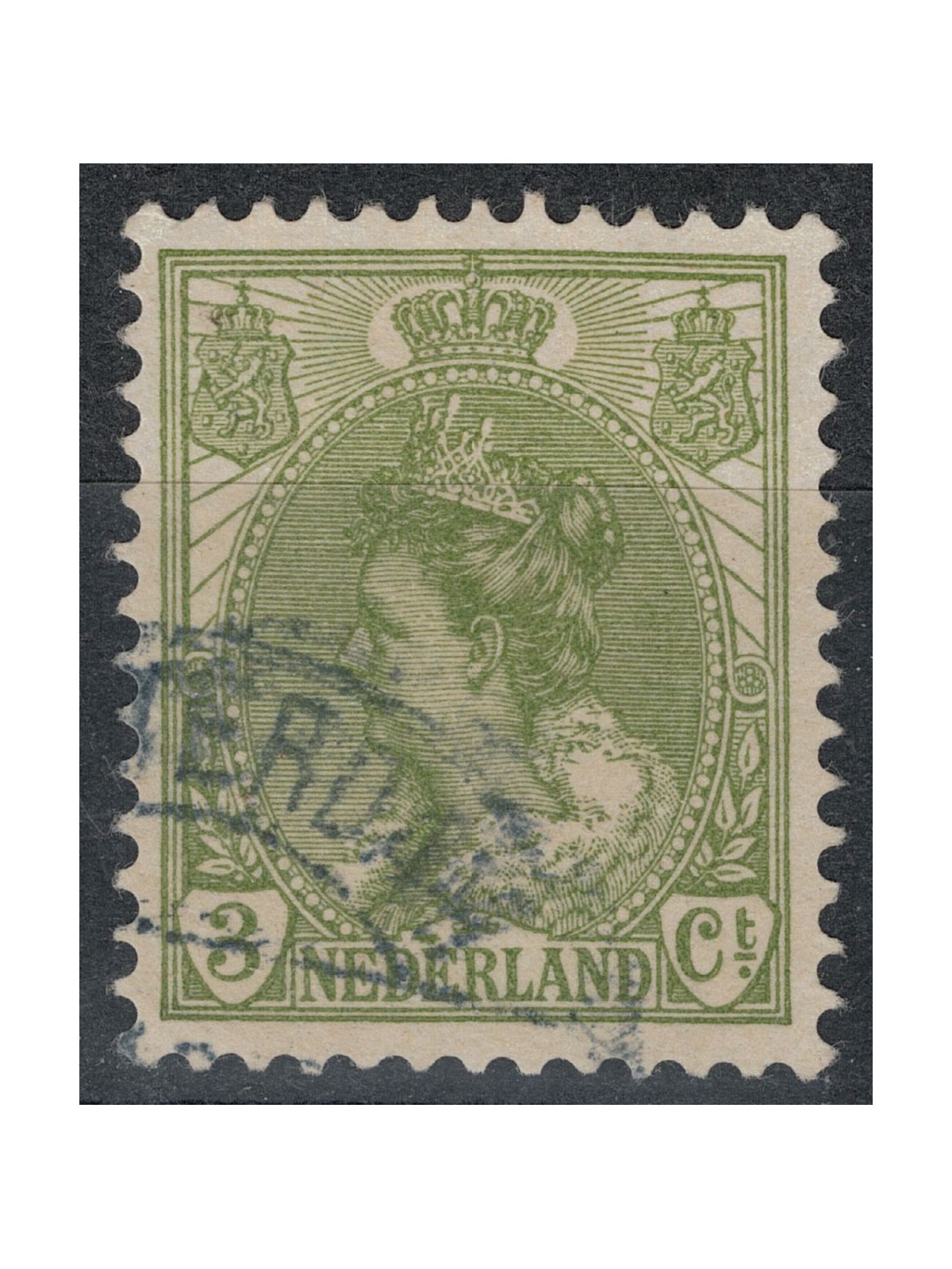 OLANDA 1898-1906 Effigie della Regina Guglielmina 3c verde oliva us