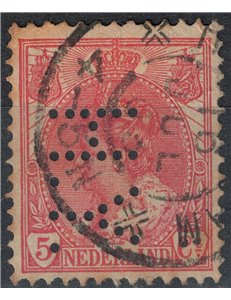 OLANDA 1898-1906 Effigie della Regina Guglielmina 5c rosa, perfin, us