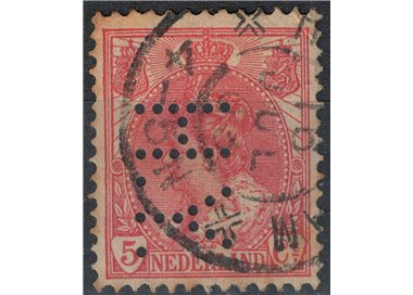 OLANDA 1898-1906 Effigie della Regina Guglielmina 5c rosa, perfin, us