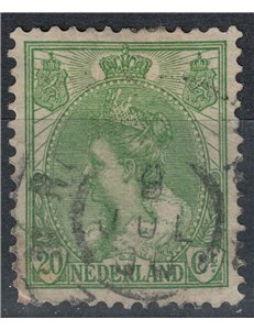 OLANDA 1898-1906 Effigie della Regina Guglielmina 20c verde us