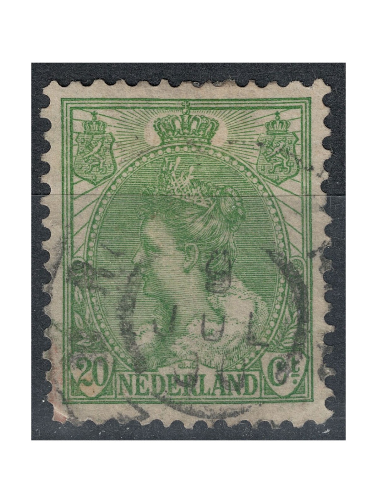NETHERLANDS 1898-1906 Effigy of Queen Wilhelmina 20c green us