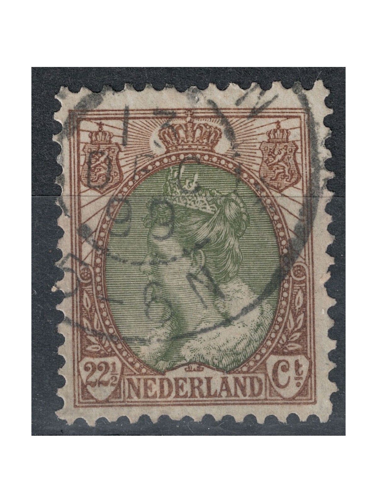 NETHERLANDS 1898-1906 Effigy of Queen Wilhelmina 22½ brown olive us