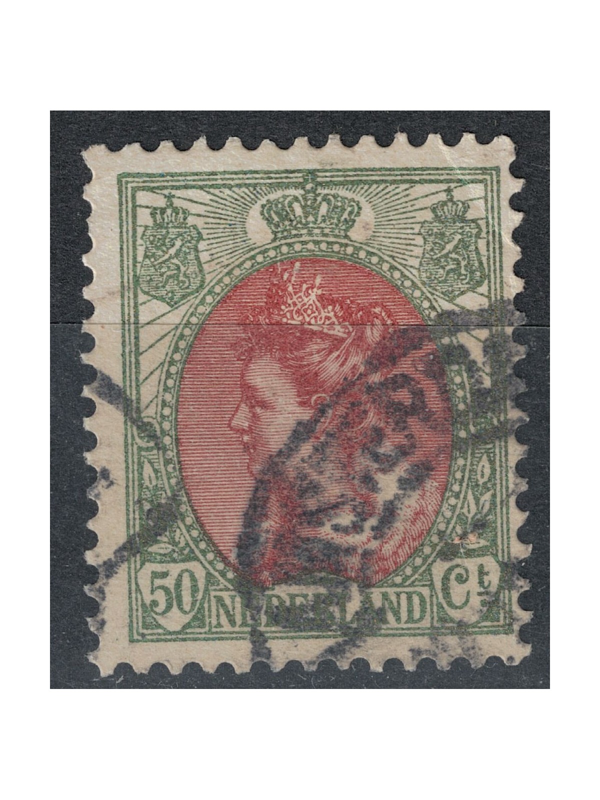 OLANDA 1898-1906 Effigie della Regina Guglielmina 50c bronzo e granato us