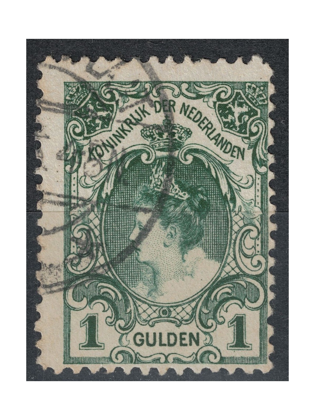 NETHERLANDS 1898-1906 Effigy of Queen Wilhelmina 1 gulden green us