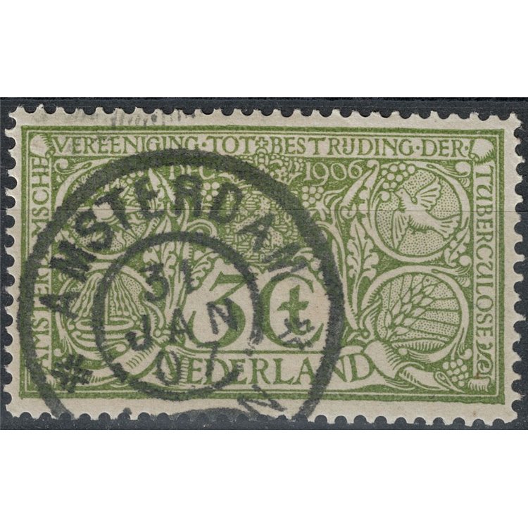 HOLLAND 1906 Pro antitubercular works 3+3c olive us