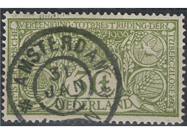 HOLLAND 1906 Pro antitubercular works 3+3c olive us
