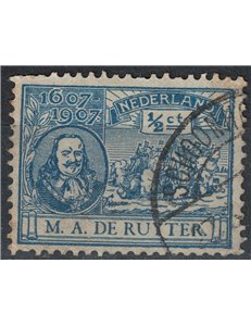 OLANDA 1907 M.A. de Ruyter ½c azzurro us