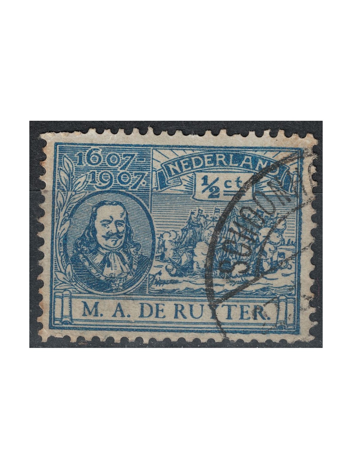 OLANDA 1907 M.A. de Ruyter ½c azzurro us