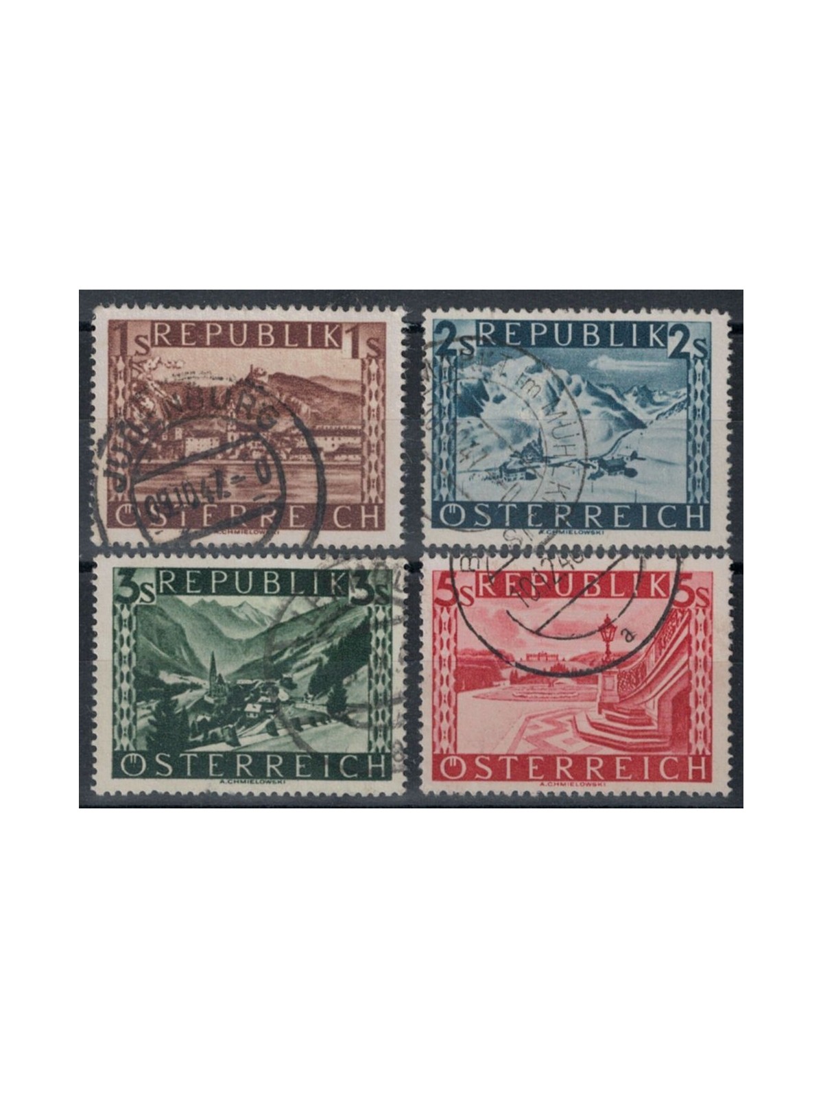 AUSTRIA 1945 Views, landscapes (schillings) 2nd type 4v us