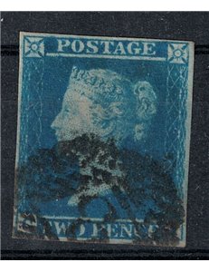 GRAN BRETAGNA 1841 Effigie della Regina Vittoria (2p azzurro) us