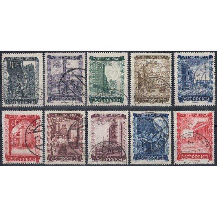 AUSTRIA 1948 A profitto della ricostruzione, vedute diverse 10v us