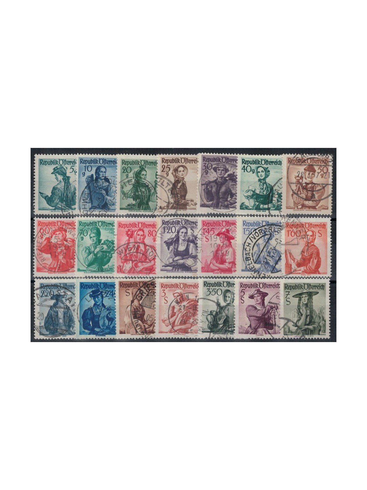 AUSTRIA 1958-59 Costumi regionali 21v us