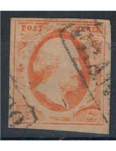 NETHERLANDS 1852 Effigy of King William III 15c yellow orange us ©