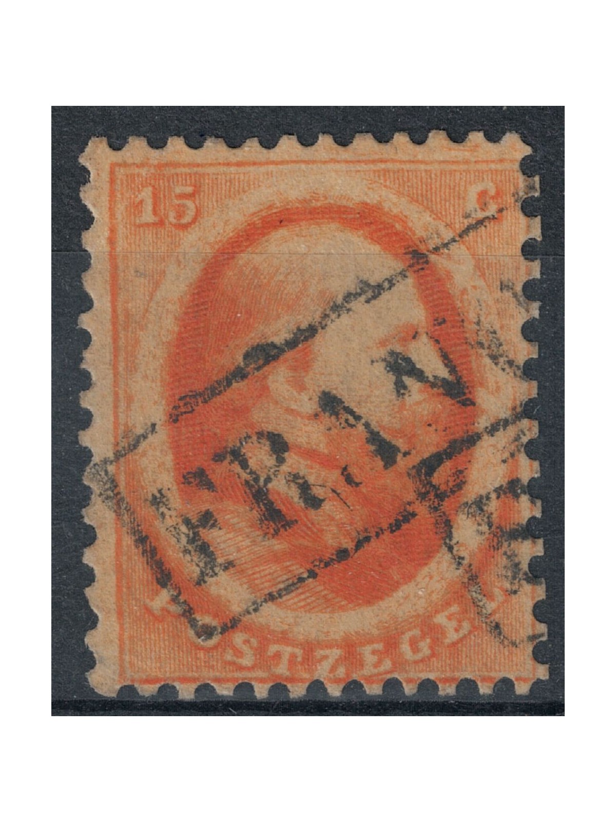 NETHERLANDS 1864 Effigy of King William III 15c orange us