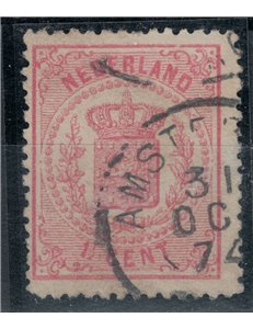 NETHERLANDS 1869-71 Coat of arms 1½ rose dent. 13½ us