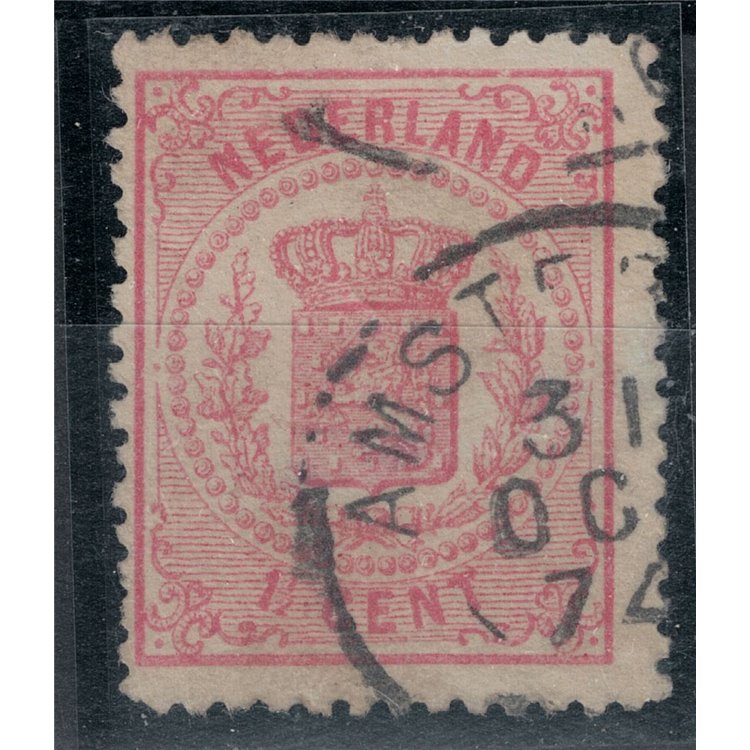 NETHERLANDS 1869-71 Coat of arms 1½ rose dent. 13½ us