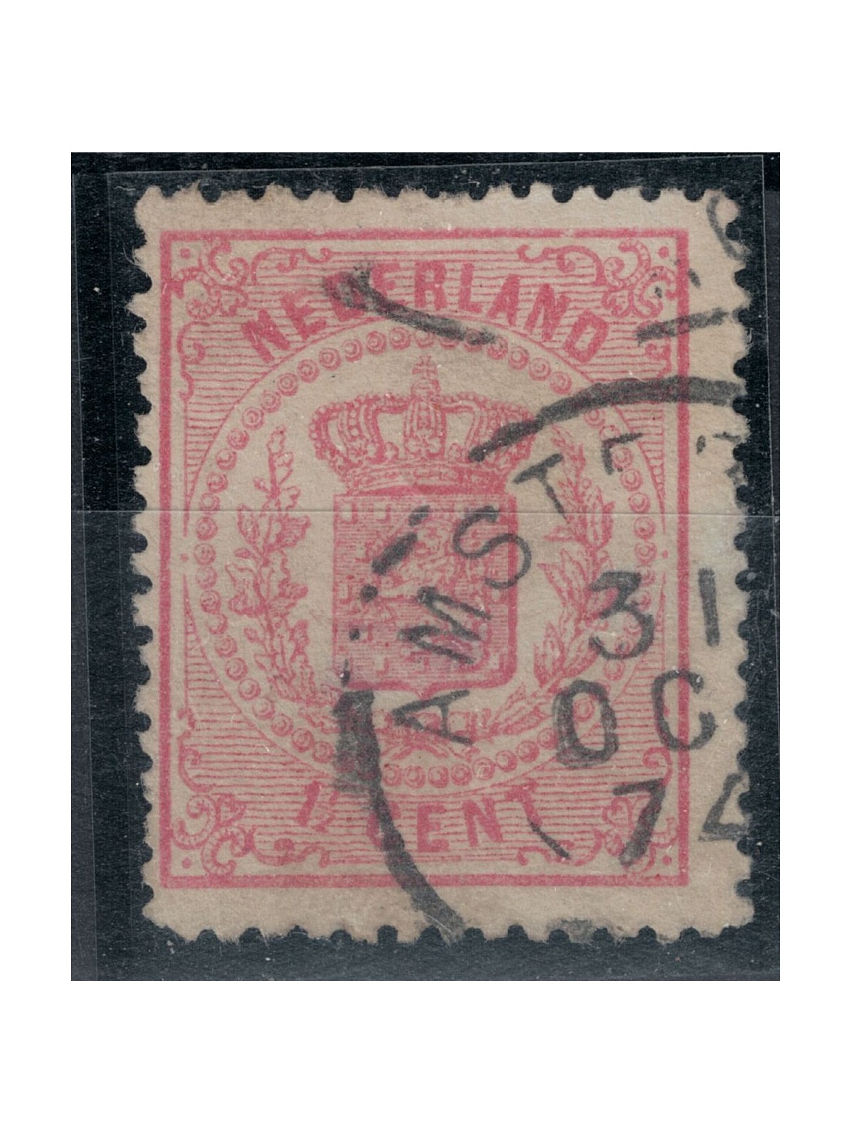 OLANDA 1869-71 Stemma 1½ rosa dent. 13½ us