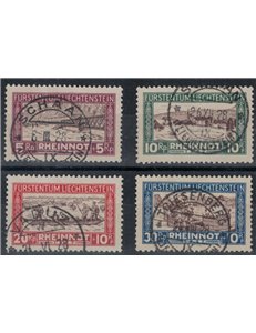 LIECHTENSTEIN 1928 Flooding of the Rhine 4v us