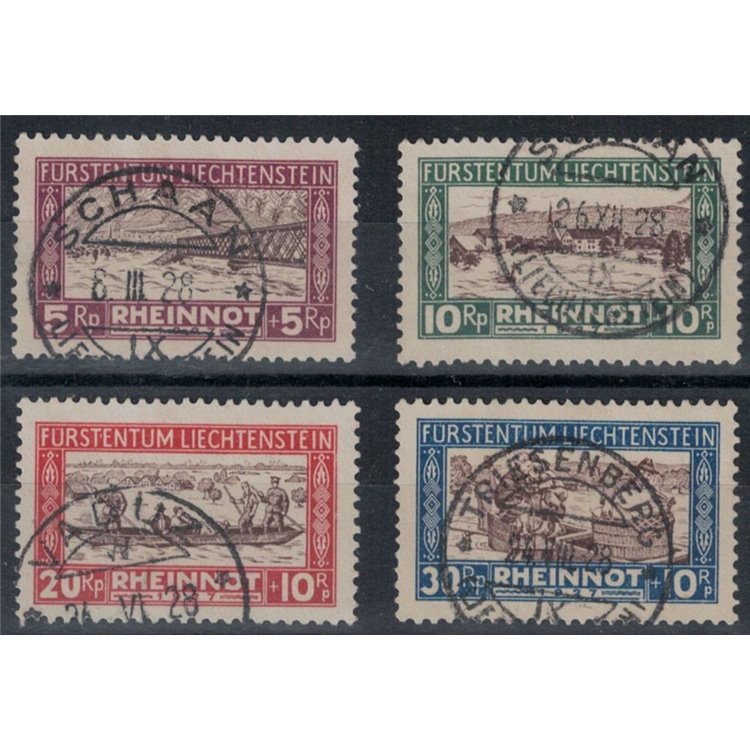 LIECHTENSTEIN 1928 Flooding of the Rhine 4v us