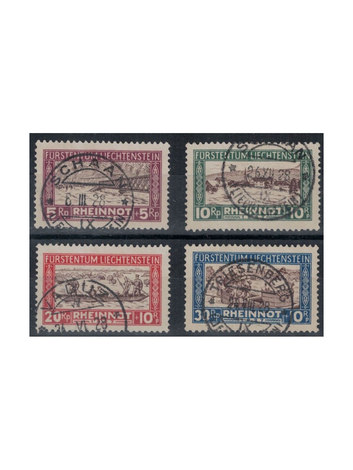 LIECHTENSTEIN 1928 Straripamento del Reno 4v us
