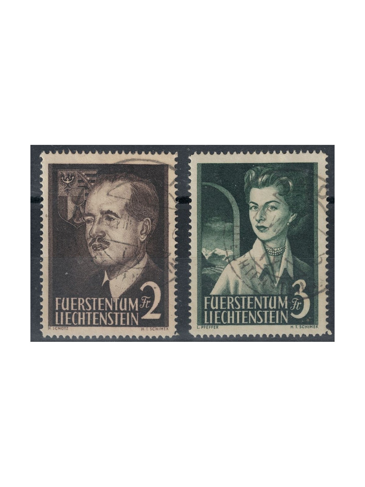 LIECHTENSTEIN 1955 Effigies of the Princes 2v us